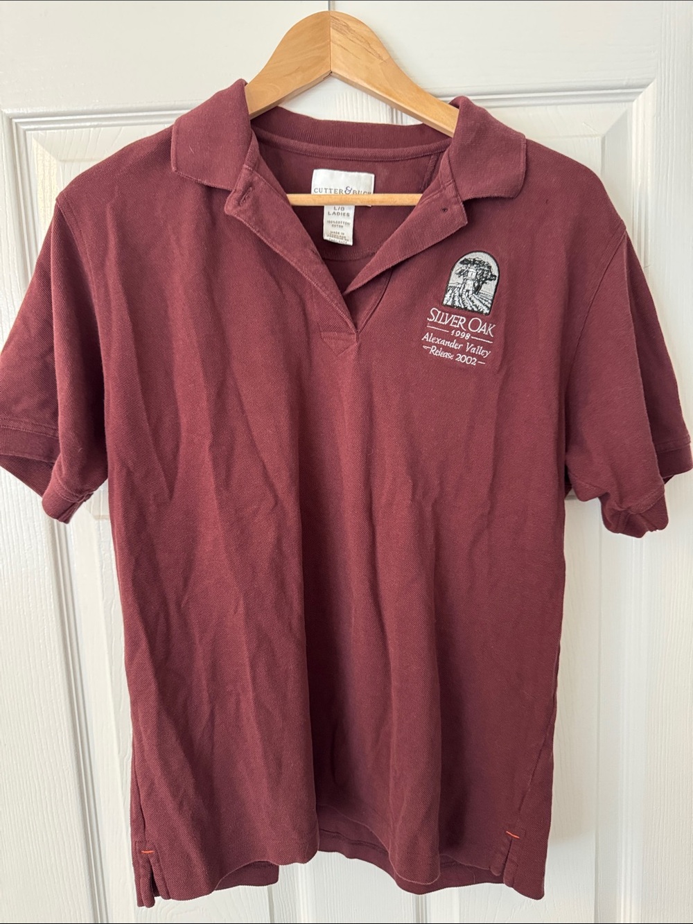 Cutter & Buck Polo Shirt in Burgundy with Silver Oak Logo